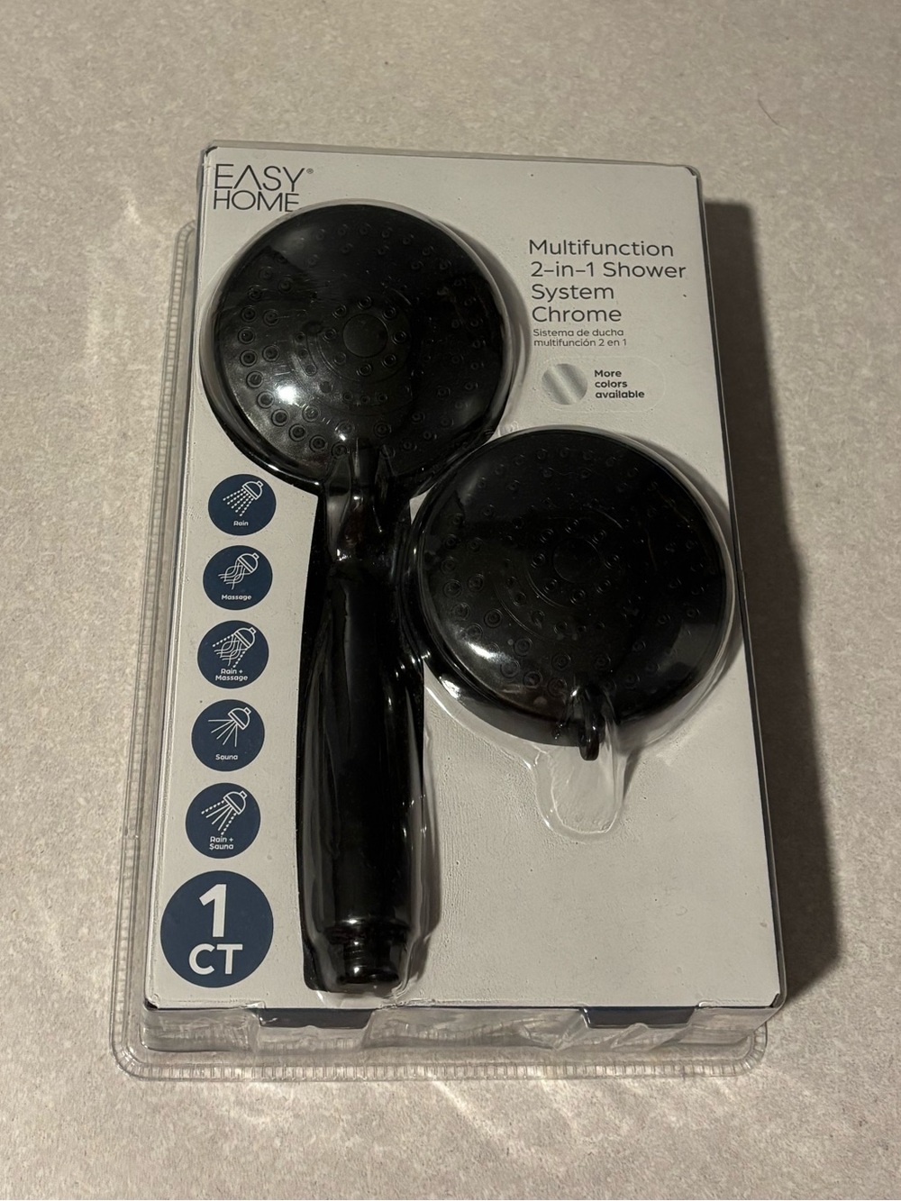 Easy Home Chrome 2-in-1 Multifunction Shower Head - Black